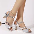Women's Sequin Peep-Toe High Heels - Sparkle Platform Pumps for Summer