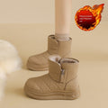 Women's Fleece-Lined Snow Boots | Warm Winter Boots with Side Zipper | Khaki Beige Black