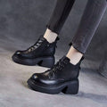 Women's Mid-Calf Chunky Heel Boots | Side Zipper | PU Leather | Black Beige Brown