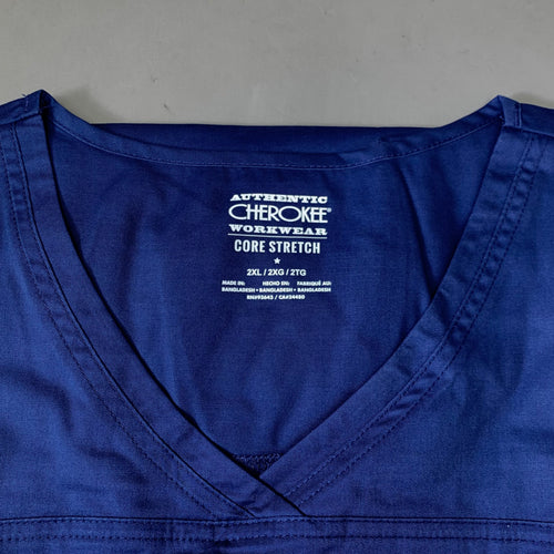 CHEROKEE Modern Classic Scrubs Top Core Stretch Women's SZ 2 XL Navy 4727