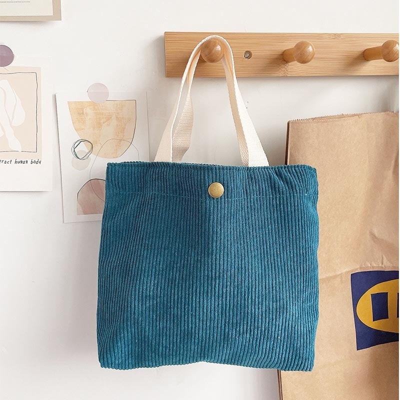 Women's Canvas Tote Bag - Minimalist Double-Sided Print Shoulder Bag with Embroidered Logo