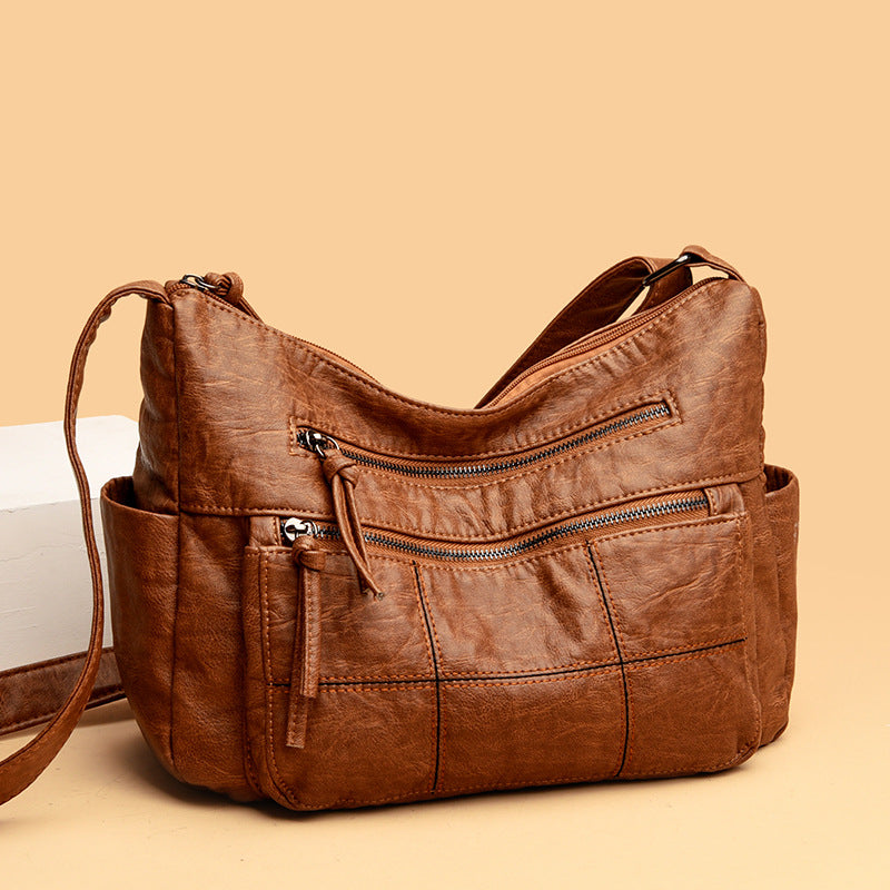 Women's Solid Color Crossbody Shoulder Bag - PU Leather Casual Handbag