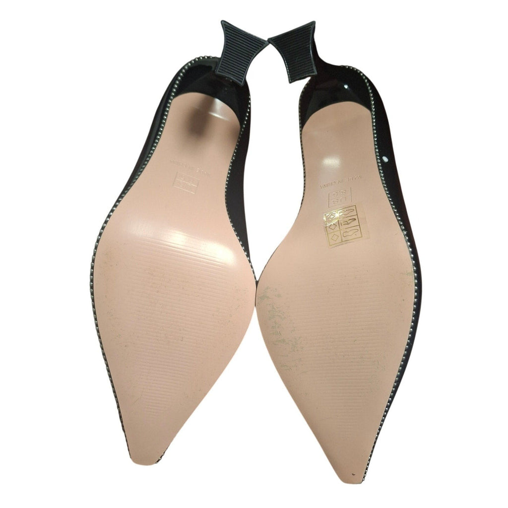 Odetina Womens Size 8.5 Black 4" Heels Closed Pointed Toe Slip On Pumps Shoes