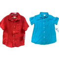 2 New Cat & Jack Boys Medium (8) Short Sleeve 100% Cotton Button Up Shirts
