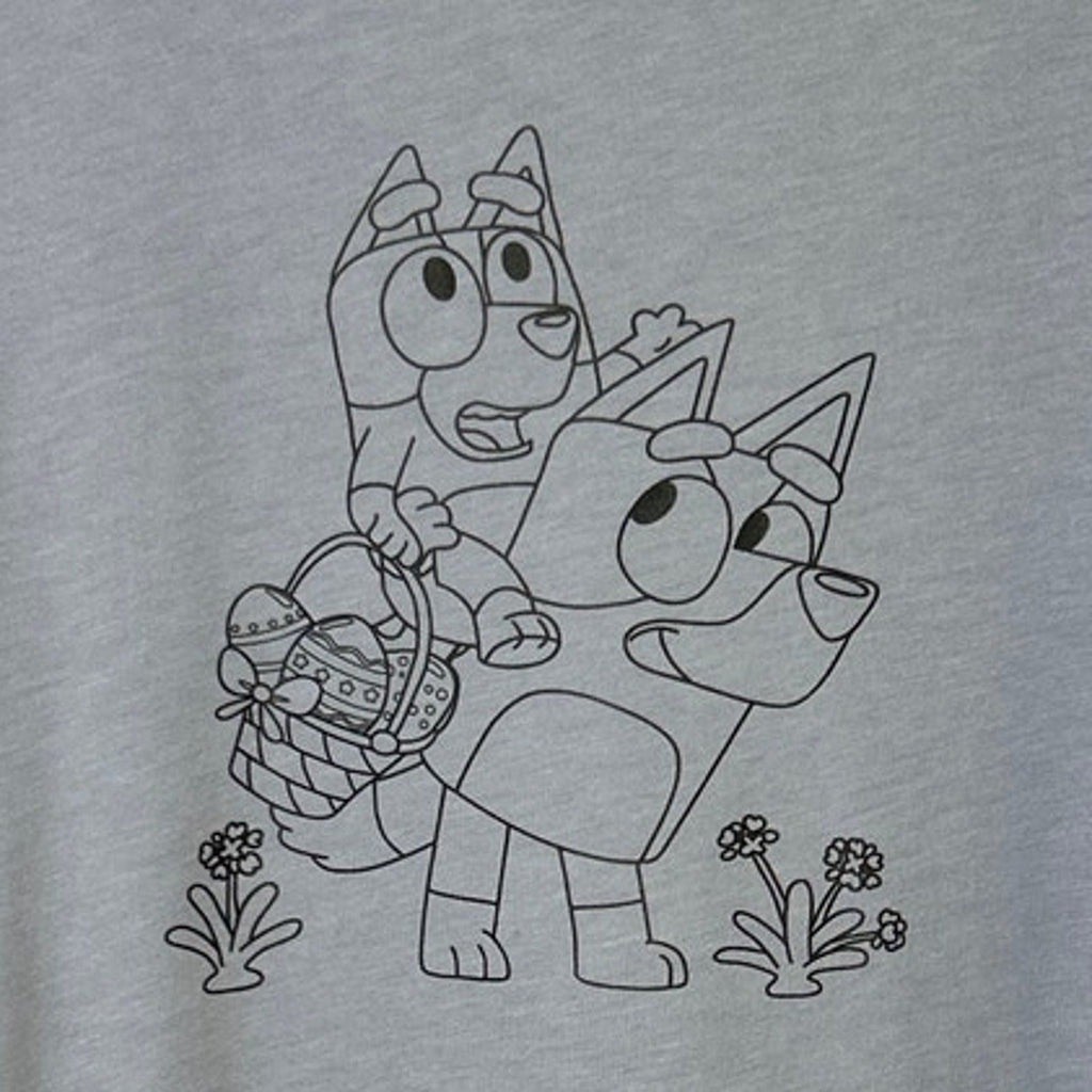 New Hand Printed Womens Small Bluey Bingo Easter Egg Short Sleeve Tee Shirt