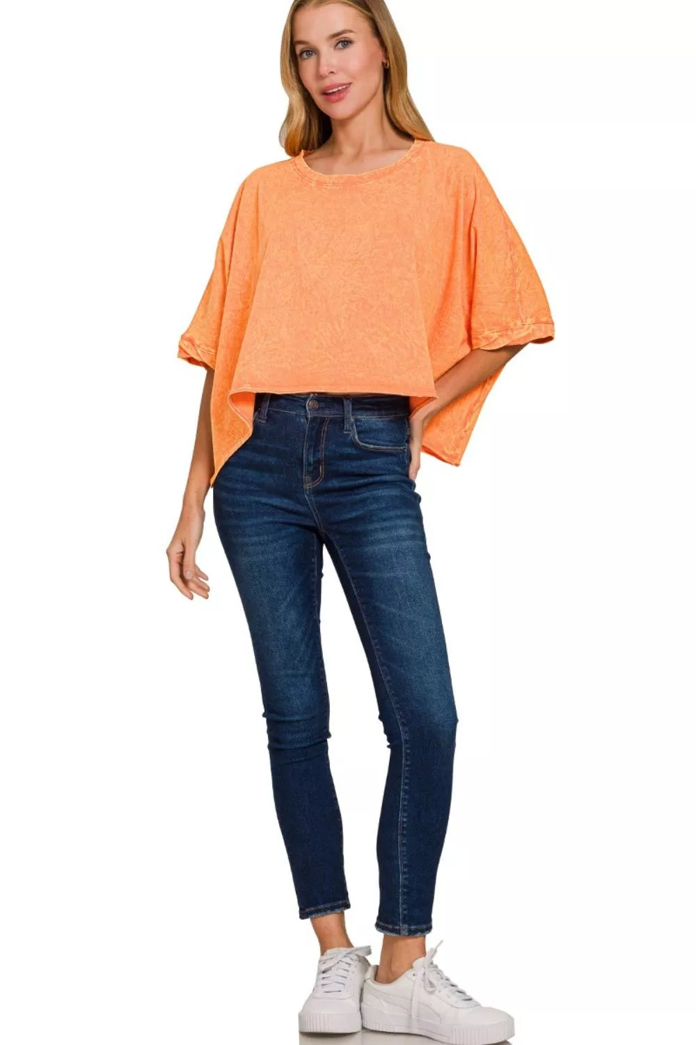 Zenana Premium Cotton Crinkle Wash Oversized T-Shirt