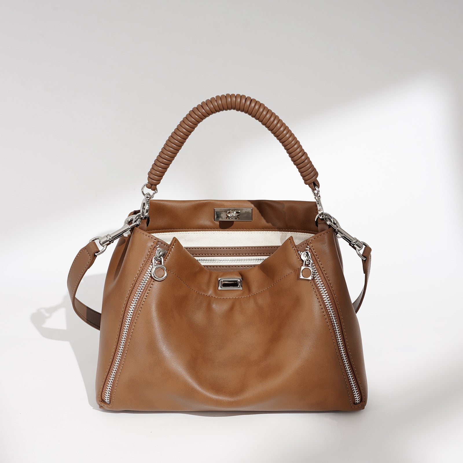 Women's Genuine Leather Cylindrical Crossbody Bag – Casual Everyday Shoulder Bag