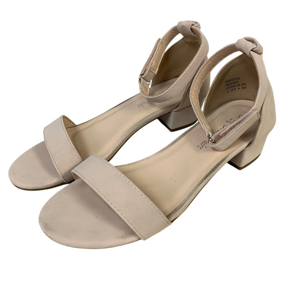 Dream Pairs Girls Size 5 Beige Tan 5" Heel Open Round Toe Ankle Strap Shoes