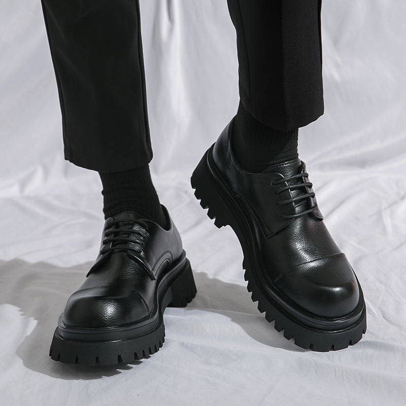 Men's British-Style Glossy Height-Increasing Leather Shoes – Tassel Loafer, Microfiber Upper