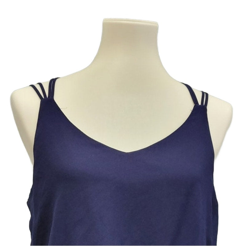 By & By Womens Large Navy Blue 100% Polyester Spaghetti Strap Fit & Flare Dress