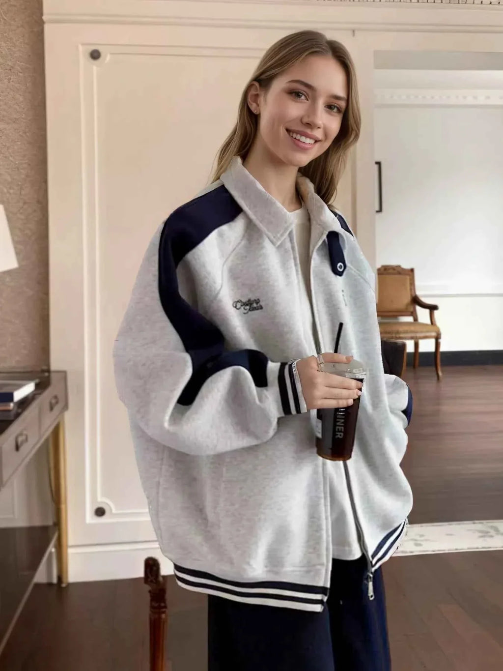 Zip Up Color Block Jacket