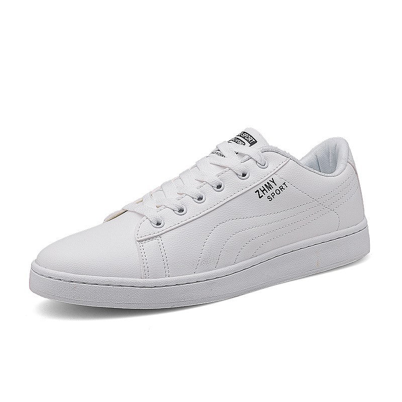 Men's Minimalist Casual White Sneakers - Breathable Flat Heel Shoes