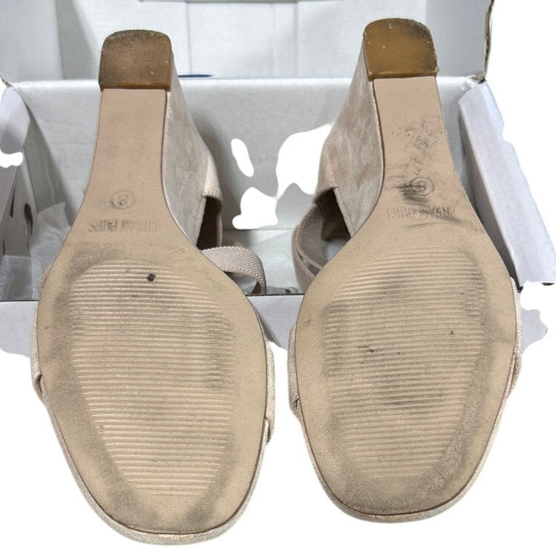 Dream Pairs Womens 8 Tan Faux Suede Elastic Ankle Strap 2.5" Wedge Heel Shoes