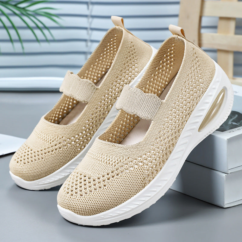 Women's Breathable Mesh Casual Sneakers - Lightweight Slip-On Flat Shoes