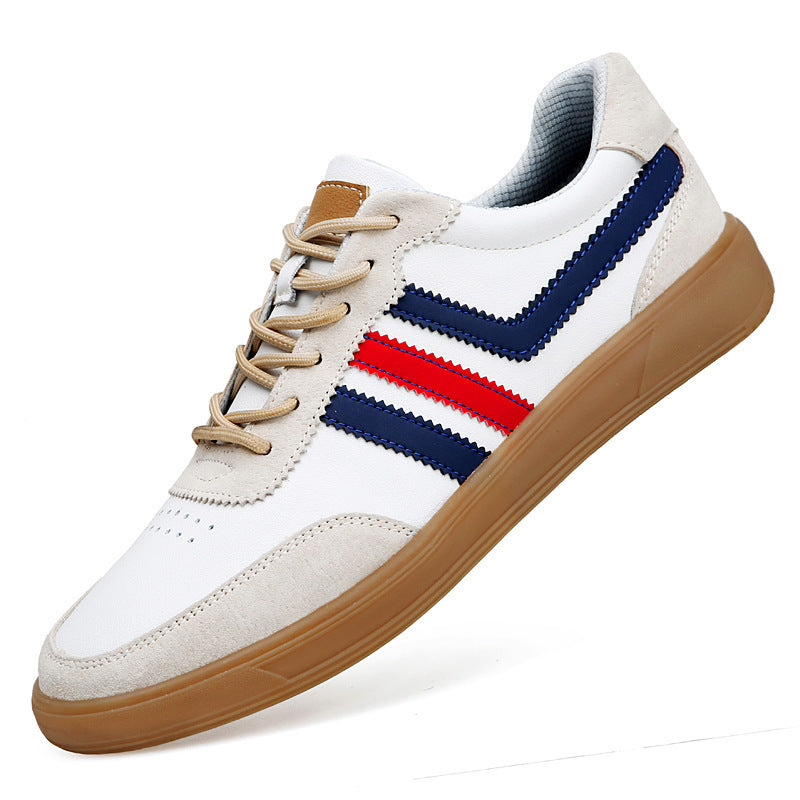 Men's Leather Height-Boosting Sneakers with Rubber Sole - Casual Elevator Shoes