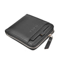 Men's Retro Multi-Card Zipper Wallet – PU Leather Slim Bifold with Coin Pocket