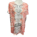 Time & Tru Womens Large Rhinestone Lace Scrollwork Short Sleeve Polyester Tee