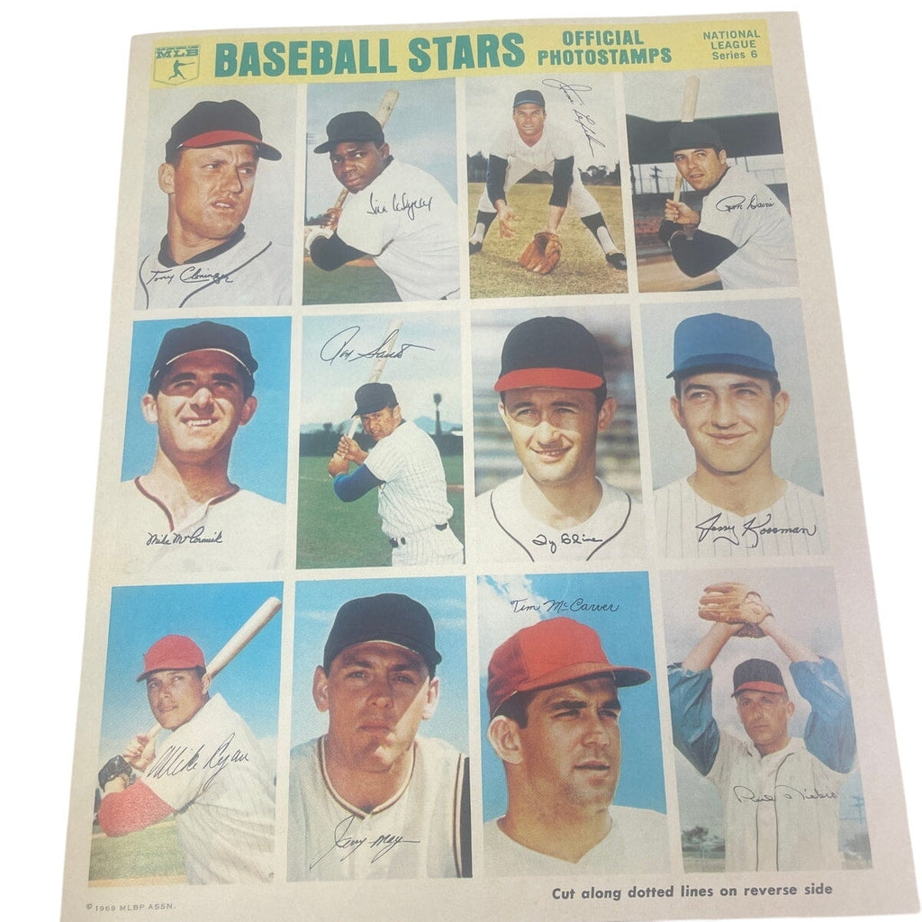 2 Vintage 1969 MLB Baseball All Stars Official Photostamps NL Series 6 Sheets
