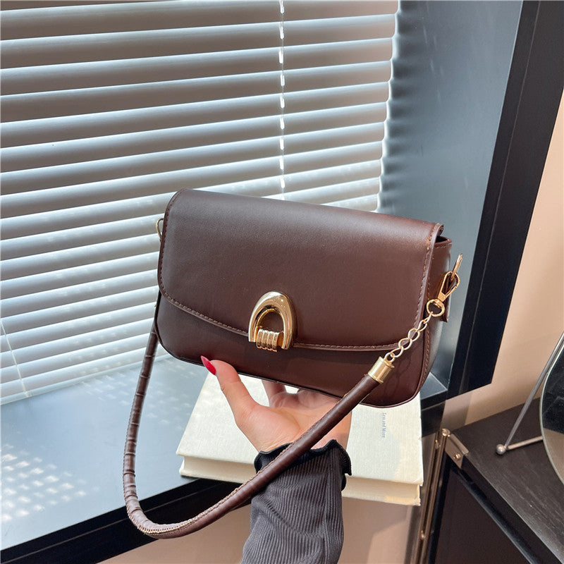 Women's Retro Minimalist Crossbody Bag - PU Leather Small Square Shoulder Bag