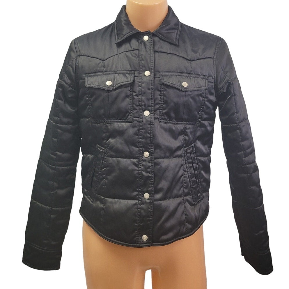 Tommy Hilfiger Womens Large Snap Up Polyester Nylon Long Sleeve Puffer Jacket