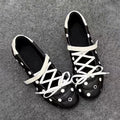 Women's Polka-Dot Mary Jane Heels - Vintage Cross-Strap Shoes