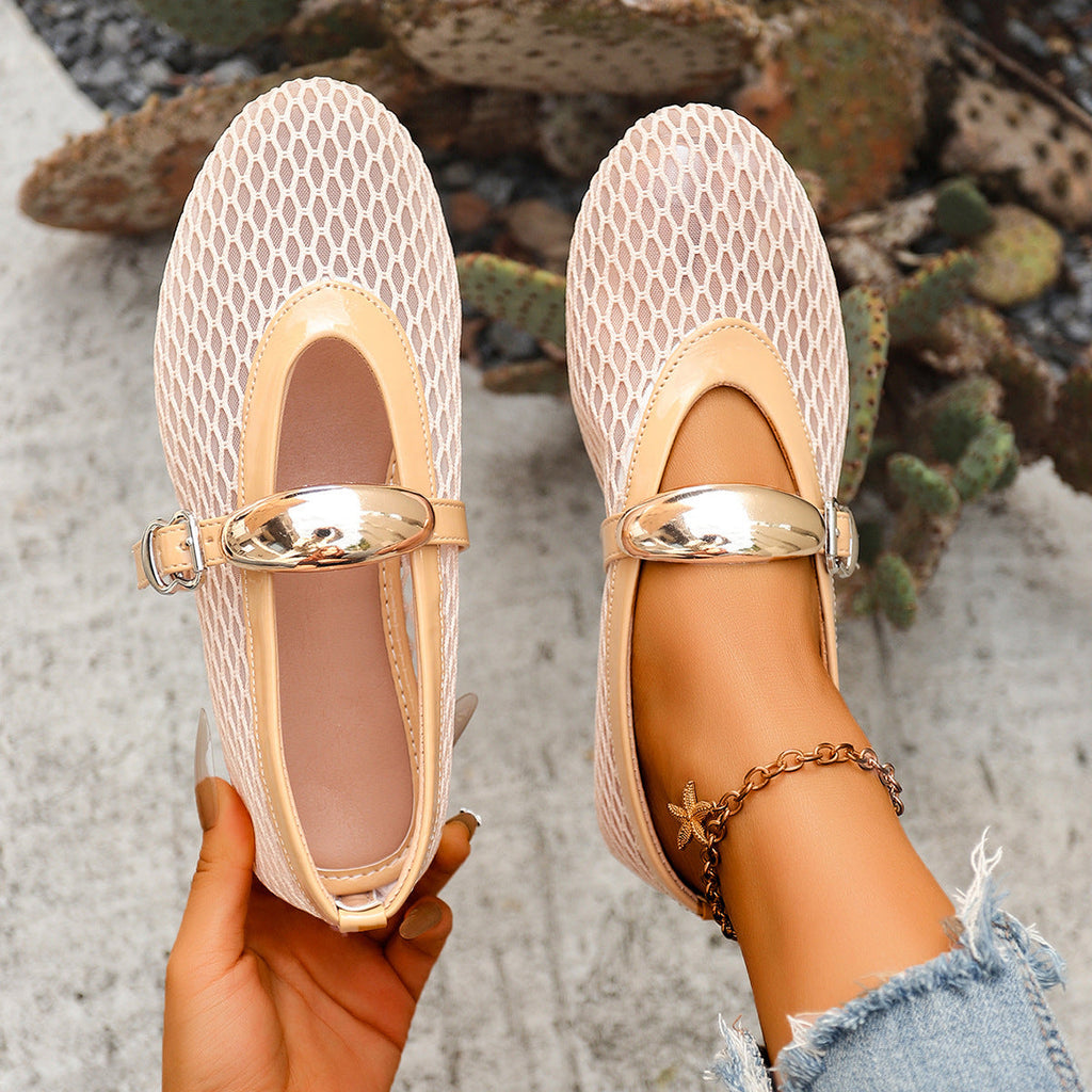 Women's Breathable Mesh Ballet Flats - Round Toe Slip-On Casual Shoes