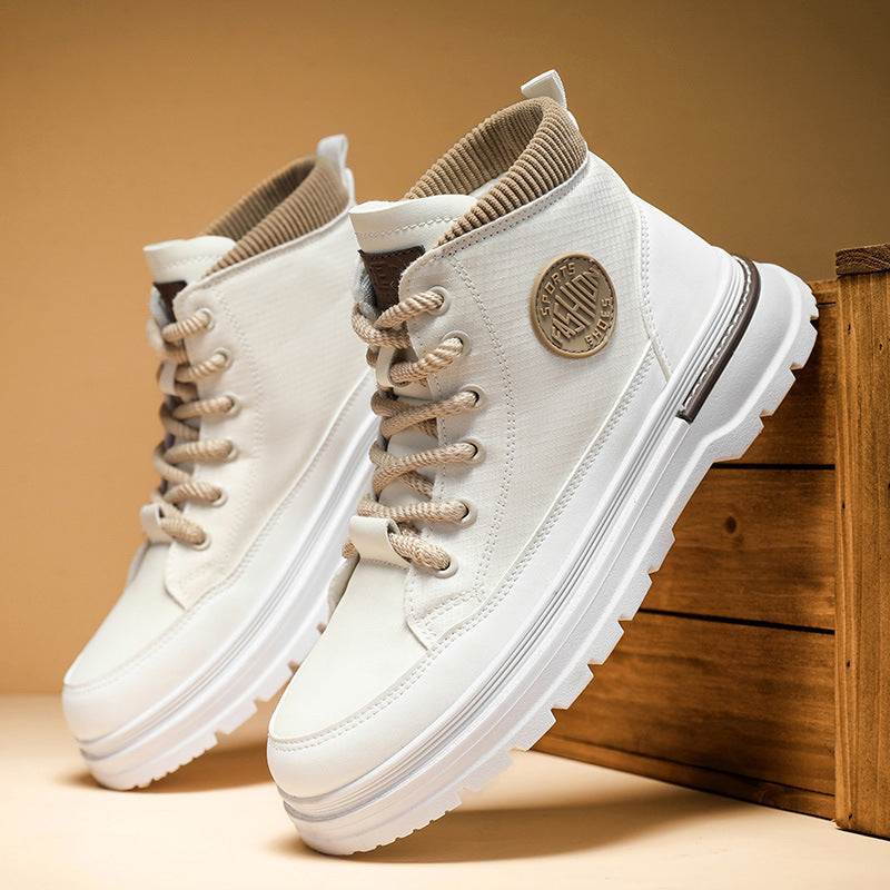 Men's Lightweight Breathable Canvas Sneakers - Casual Lace-Up Athletic Shoes