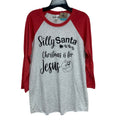 New Hand Printed Womens Medium Silly Santa Christmas is for Jesus Tee Shirt