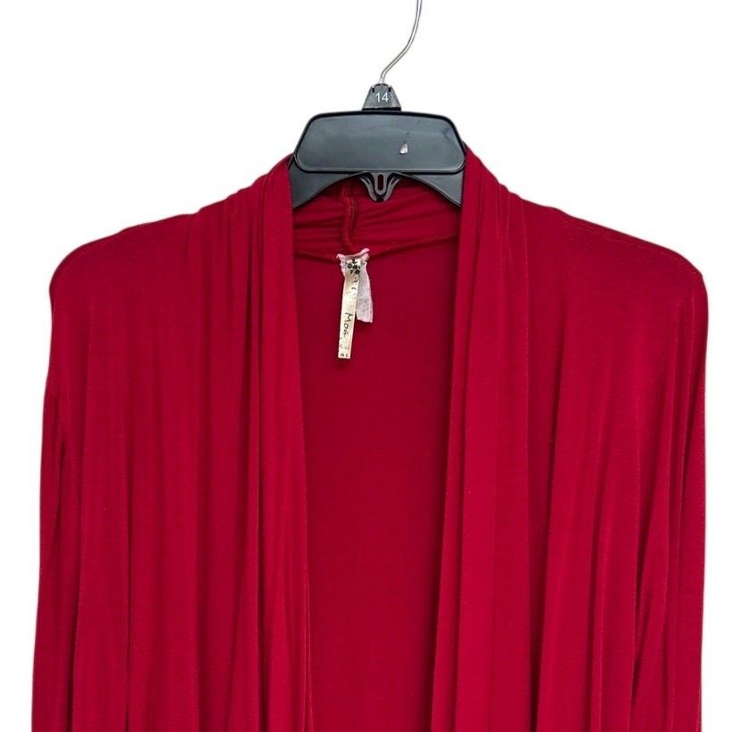 Moa Womens 3XL Red Long Sleeve Asymmetrical Open Front Cardigan Sweater
