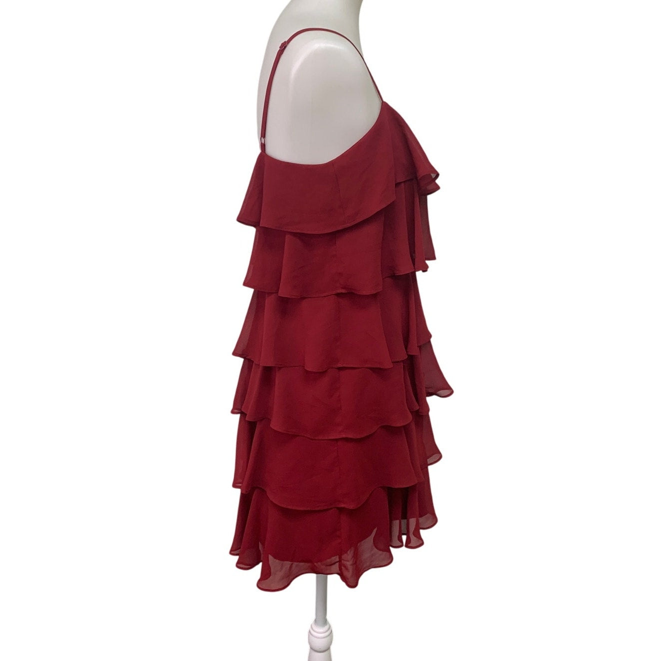 Ann Taylor Loft Womens Size 8 Spaghetti Strap Tiered Ruffle Knee Length Dress
