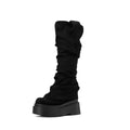 Women's Chunky Platform High Boots - European Style Suede Winter Boots