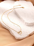 Stainless Steel Twist Hollow Heart Necklace - Clavicle Chain