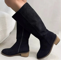 Women's Suede Knee-High Boots | Side Zipper Mid-Heel | Knee High Boots for Women