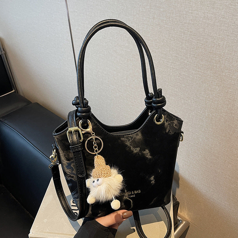 Korean Chic Tote Bag for Women - Versatile Crossbody Bucket Bag with Patchwork Design
