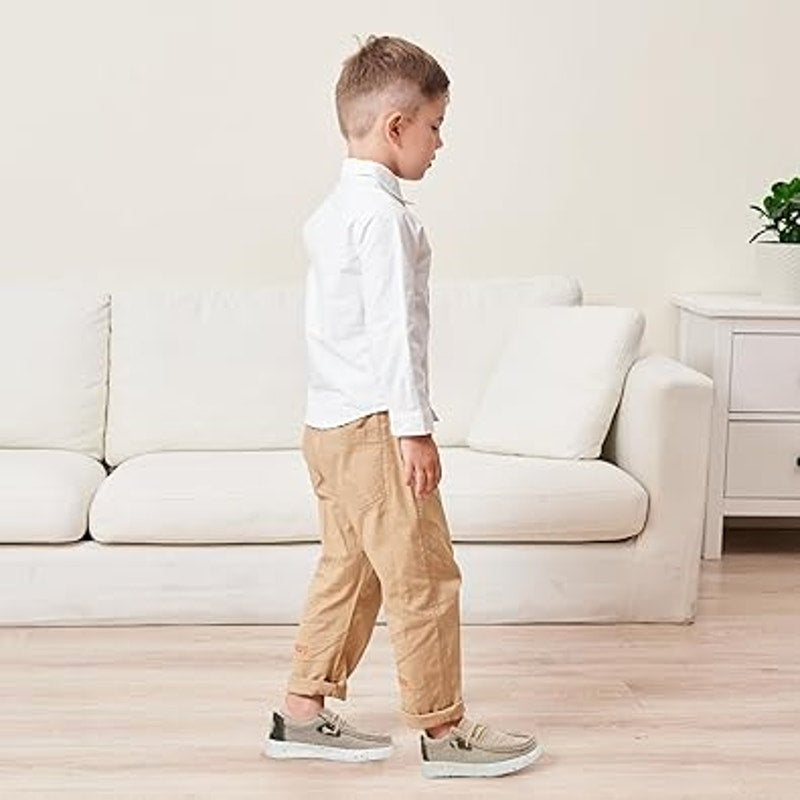 Apakowa Little Boys Size 3 Tan Canvas Faux LaceUp Slip On Casual Loafers Shoes