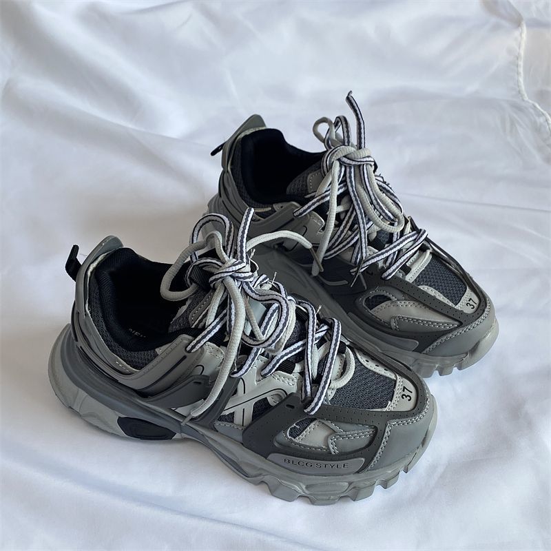 Men's Retro Chunky Sole Sneakers - Breathable Mesh Athletic Shoes with EVA Sole