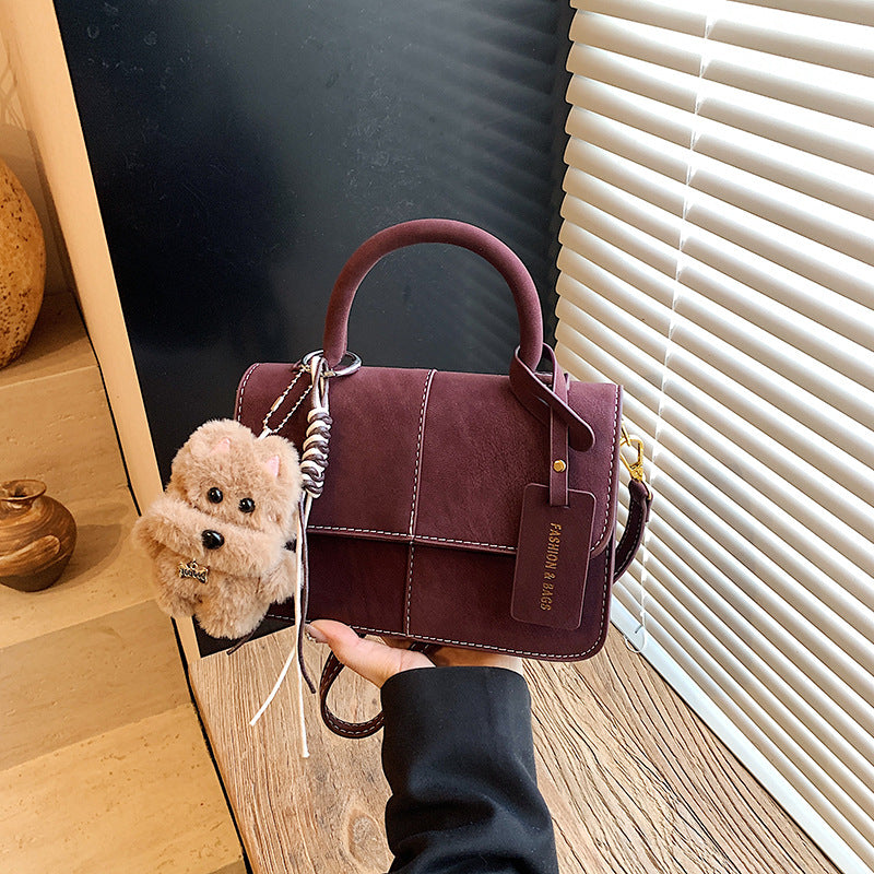 Small Matte Square Crossbody Bag – PU Leather Shoulder Handbag for Women | Wine Red, Black, Brown