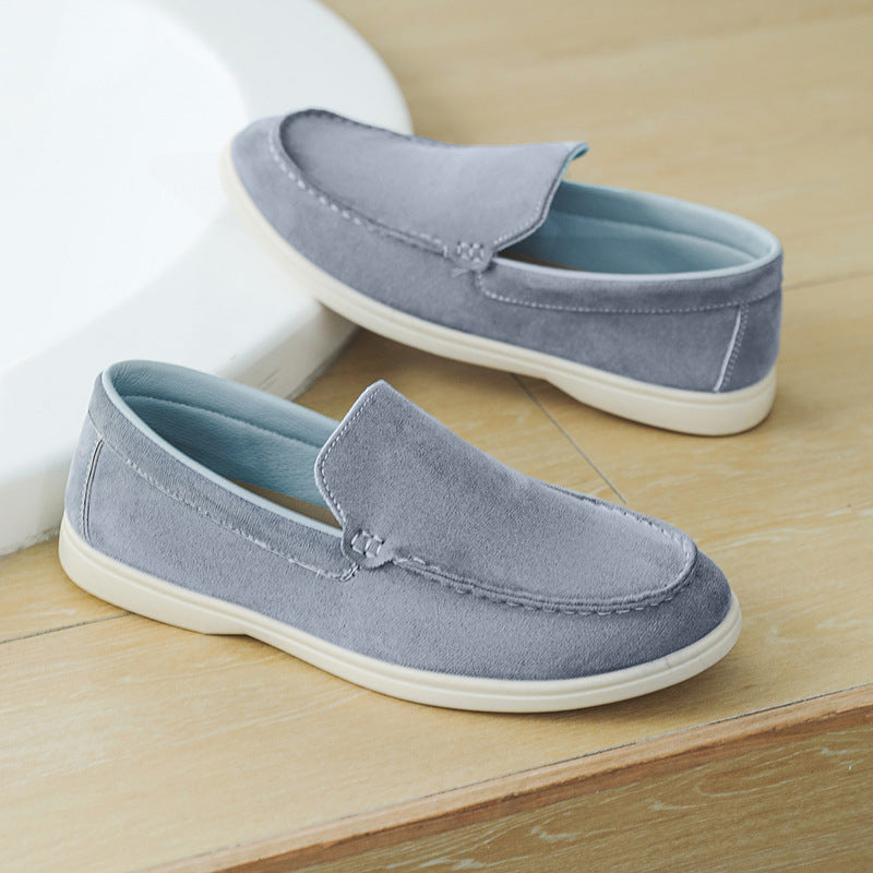 Men's Casual Slip-On Loafers - Premium Leather Patchwork Shoes in Extended Sizes