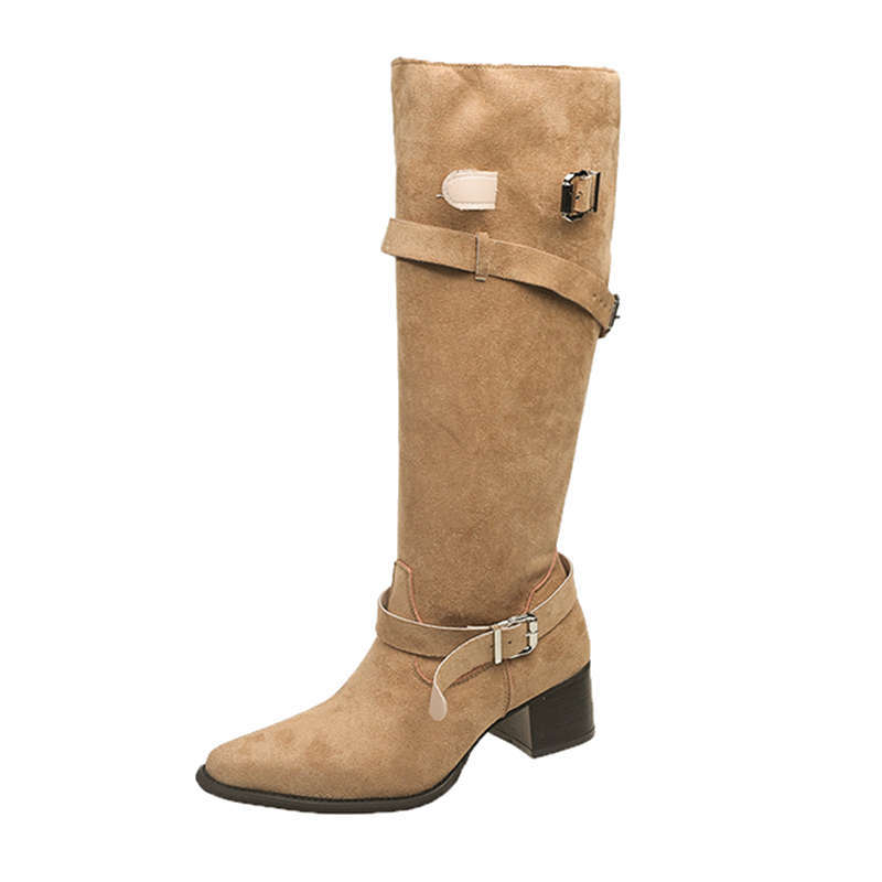 Women's Suede Pointed Toe Chunky Heel Ankle Boots | Sarah Express