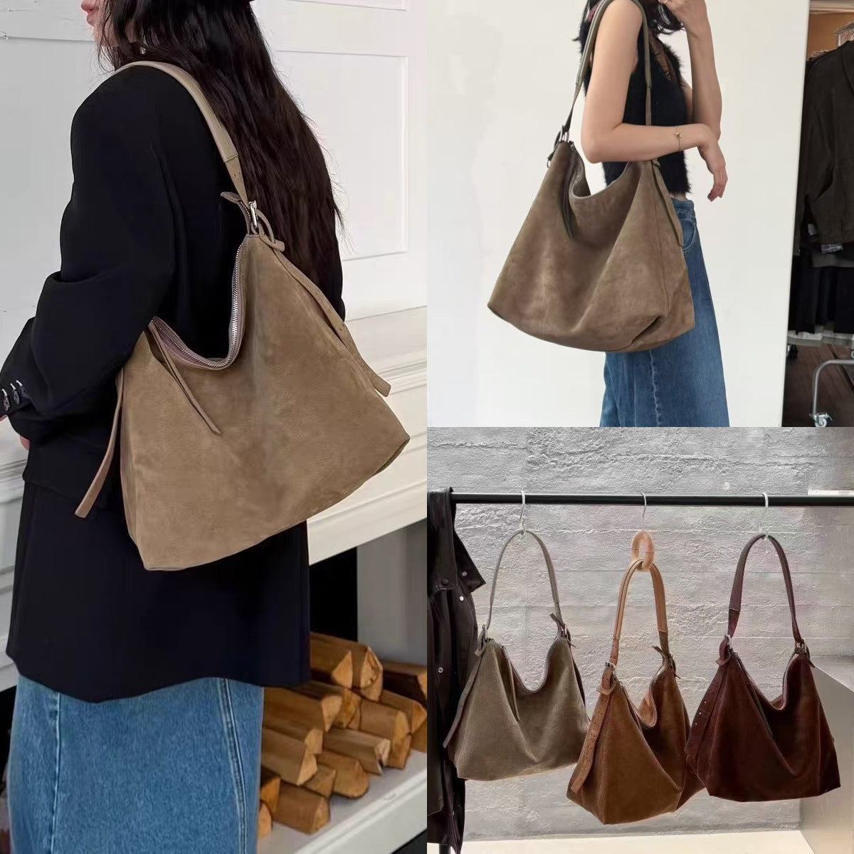 Women's High-Capacity Genuine Leather Shoulder Bag – Pillow-Shaped Commuter Bag