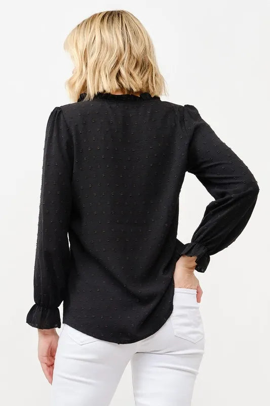 And The Why Polka Dot Ruffle Detailed Blouse Top