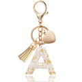 Personalized Heart Shell Letter Pendant Necklace with Tassel - A-Z Initial Charm