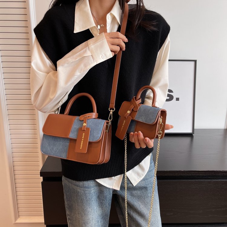 Women's Contrasting Color Patchwork Crossbody Shoulder Bag - Compact Square Handbag by Sarah Express