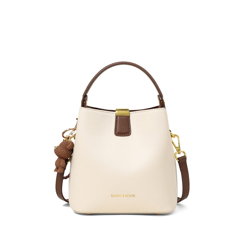 Women's Genuine Leather Crossbody Bucket Bag | Second-Layer Cowhide Shoulder Bag