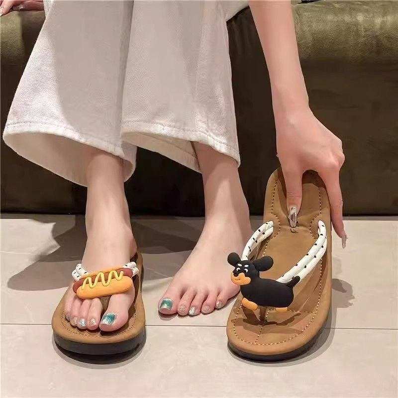 Women's Herringbone Non-Slip Beach Flip-Flops - Soft Sole Summer Slippers