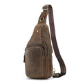 Men's Retro Genuine Leather Sling Bag – Full-Grain Cowhide Chest Crossbody Bag