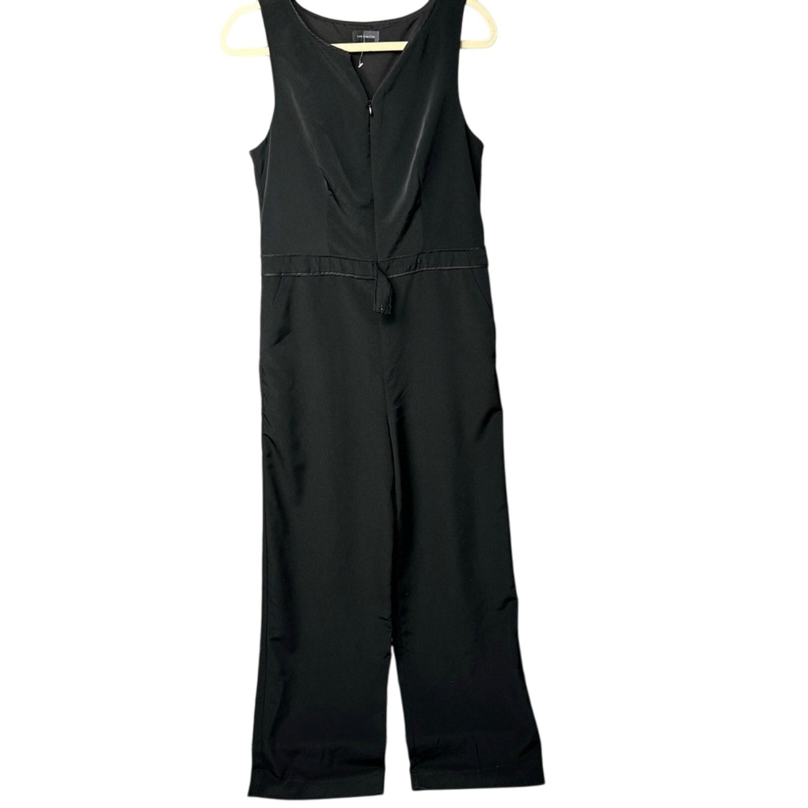 New The Limited Womens Size 8 Black 100% Polyester Sleeveless Front Zip Jumpsuit