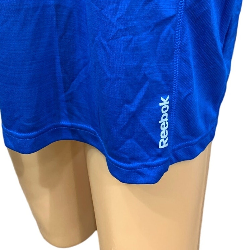 Reebok 2XL Mens Short Sleeve 100% Polyester Crew Neck Royal Blue Athletic Tee