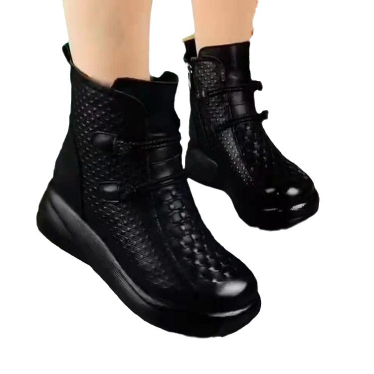 Soft Leather Fleece-Lined Warm Boots