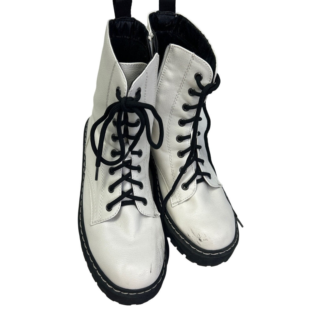 Sincerely Jules Womens Size 9.5 Harley White Leather Lace Up Boots